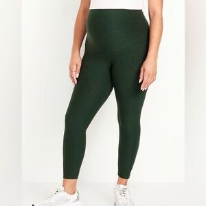 Old Navy Full Panel Maternity CloudComfy 7/8 Leggings Dark Green S Like New